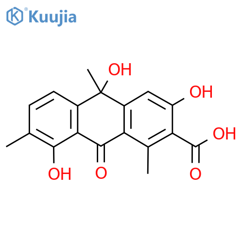 9,10-Dihydro-3,8,10-trihydroxy-1,7,10-trimethyl-9-oxo-2-anthracenecarboxylic acid structure