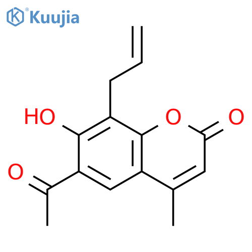 2H-1-Benzopyran-2-one, 6-acetyl-7-hydroxy-4-methyl-8-(2-propenyl)- structure