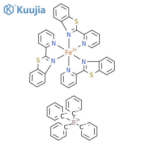 Iron(1+), tris2-(2-pyridinyl)benzothiazole-N2,N3-, bistetraphenylborate(1-) structure