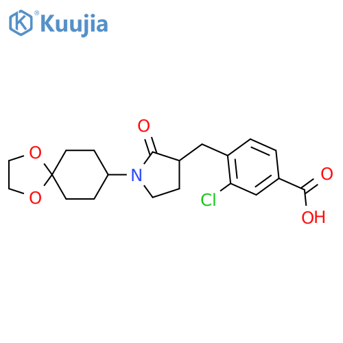 Benzoic acid,3-chloro-4-[[1-(1,4-dioxaspiro[4.5]dec-8-yl)-2-oxo-3-pyrrolidinyl]methyl]- structure