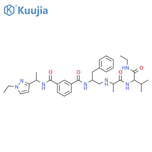 L-Valinamide,N-[(2S)-2-[[3-[[[1-(1-ethyl-1H-pyrazol-3-yl)ethyl]amino]carbonyl]benzoyl]amino]-3-phenylpropyl]-L-alanyl-N-ethyl- structure