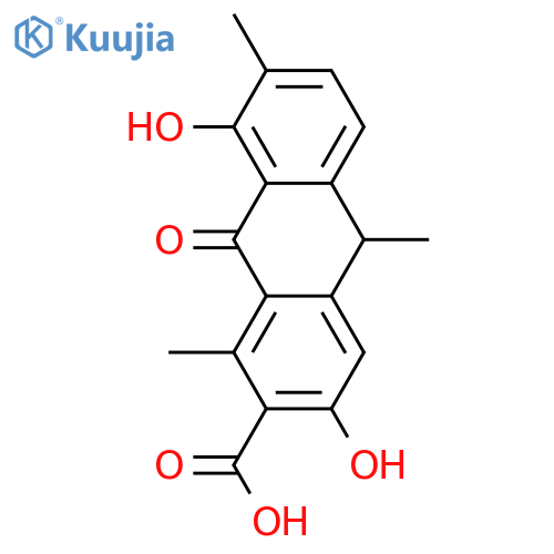 9,10-Dihydro-3,8-dihydroxy-1,7,10-trimethyl-9-oxo-2-anthracenecarboxylic acid structure