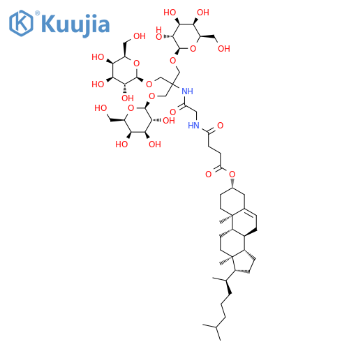 Cholest-5-en-3-ol (3b)-, 4-[[2-[[2-(b-D-galactopyranosyloxy)-1,1-bis[(b-D-galactopyranosyloxy)methyl]ethyl]amino]-2-oxoethyl]amino]-4-oxobutanoate(9CI) structure