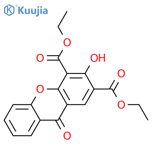 9H-Xanthene-2,4-dicarboxylic acid, 3-hydroxy-9-oxo-, diethyl ester structure