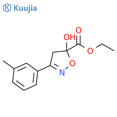 5-Isoxazolecarboxylic acid, 4,5-dihydro-5-hydroxy-3-(3-methylphenyl)-,ethyl ester structure