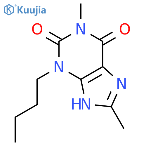 1H-PURINE-2,6-DIONE, 3-BUTYL-3,7-DIHYDRO-1,8-DIMETHYL- structure