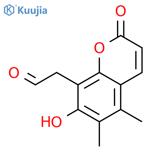 2H-1-Benzopyran-8-acetaldehyde, 7-hydroxy-5,6-dimethyl-2-oxo- structure