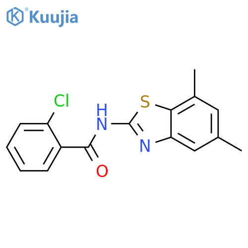 2-chloro-N-(5,7-dimethyl-1,3-benzothiazol-2-yl)benzamide structure