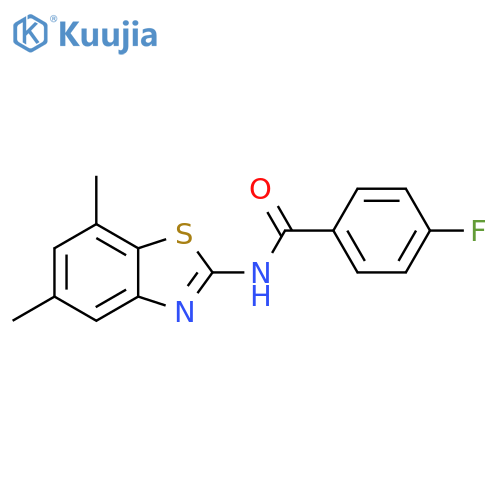 N-(5,7-dimethyl-1,3-benzothiazol-2-yl)-4-fluorobenzamide structure