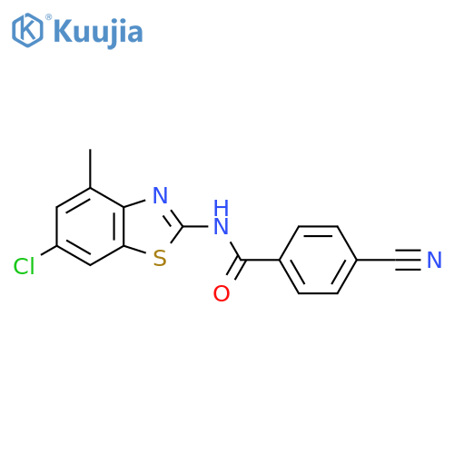 N-(6-chloro-4-methyl-1,3-benzothiazol-2-yl)-4-cyanobenzamide structure
