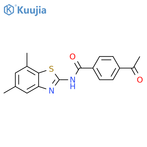 4-acetyl-N-(5,7-dimethyl-1,3-benzothiazol-2-yl)benzamide structure