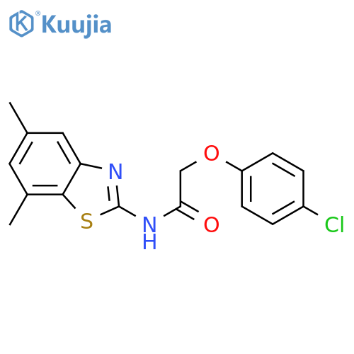 2-(4-chlorophenoxy)-N-(5,7-dimethyl-1,3-benzothiazol-2-yl)acetamide structure