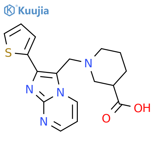 1-(2-Thiophen-2-yl-imidazo1,2-apyrimidin-3-ylmethyl)-piperidine-3-carboxylic acid structure