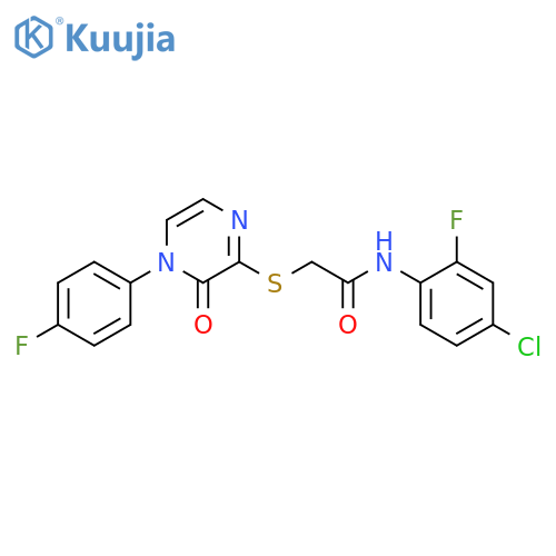 N-(4-chloro-2-fluorophenyl)-2-{4-(4-fluorophenyl)-3-oxo-3,4-dihydropyrazin-2-ylsulfanyl}acetamide structure