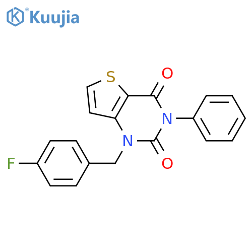 1-(4-fluorophenyl)methyl-3-phenyl-1H,2H,3H,4H-thieno3,2-dpyrimidine-2,4-dione structure