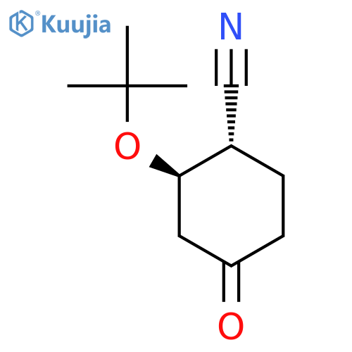 Cyclohexanecarbonitrile, 2-(1,1-dimethylethoxy)-4-oxo-, trans- structure