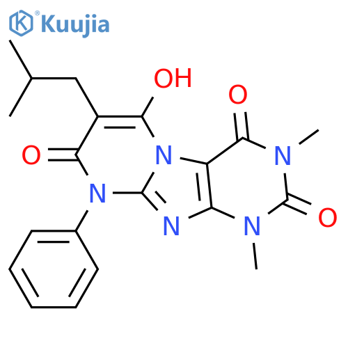 Pyrimido[2,1-f]purine-2,4,8(1H,3H,9H)-trione,  6-hydroxy-1,3-dimethyl-7-(2-methylpropyl)-9-phenyl- structure
