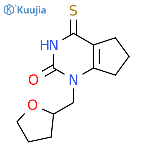 1-(oxolan-2-yl)methyl-4-sulfanylidene-1H,2H,3H,4H,5H,6H,7H-cyclopentadpyrimidin-2-one structure