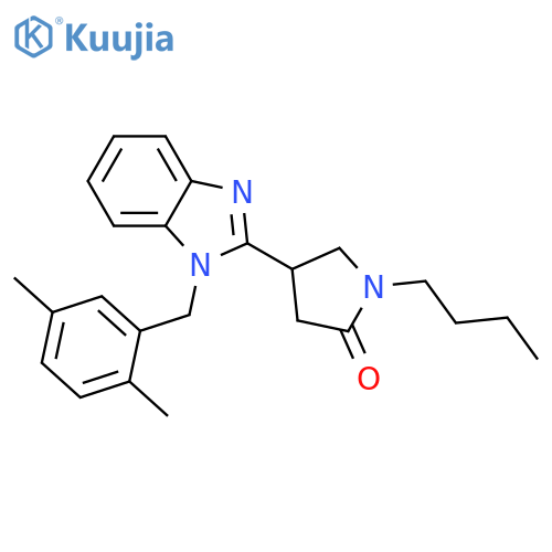 1-butyl-4-{1-(2,5-dimethylphenyl)methyl-1H-1,3-benzodiazol-2-yl}pyrrolidin-2-one structure