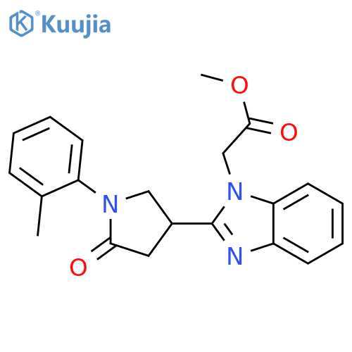 methyl 2-{2-1-(2-methylphenyl)-5-oxopyrrolidin-3-yl-1H-1,3-benzodiazol-1-yl}acetate structure