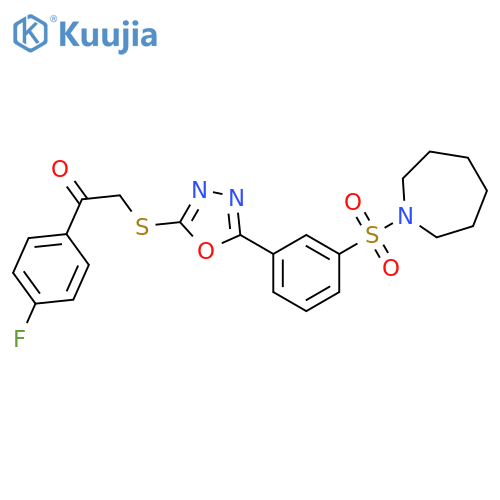 2-({5-3-(azepane-1-sulfonyl)phenyl-1,3,4-oxadiazol-2-yl}sulfanyl)-1-(4-fluorophenyl)ethan-1-one structure
