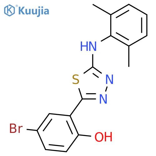 Phenol, 4-bromo-2-[5-[(2,6-dimethylphenyl)amino]-1,3,4-thiadiazol-2-yl]- structure