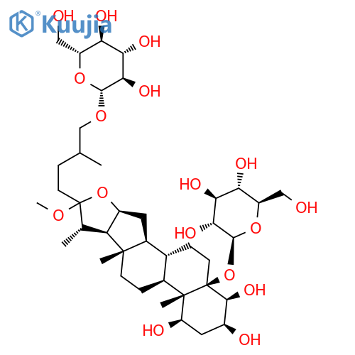 26-O-beta-D-glucopyranosyl 22-methoxy-5beta-furostane-1beta,3beta,4beta,5beta,26-pentaol 5-O-beta-D-glucopyranoside structure