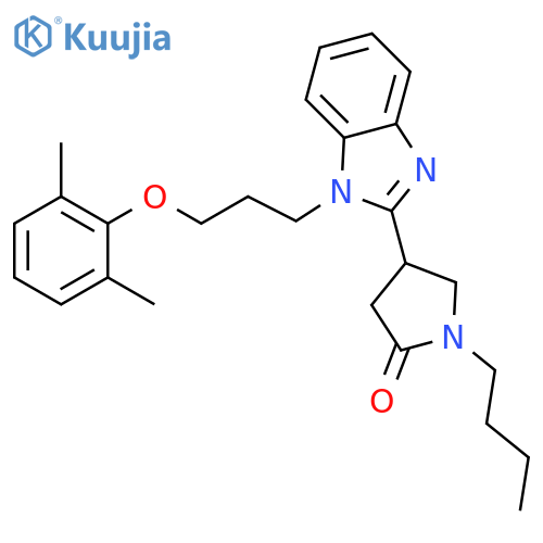 1-butyl-4-{1-3-(2,6-dimethylphenoxy)propyl-1H-1,3-benzodiazol-2-yl}pyrrolidin-2-one structure