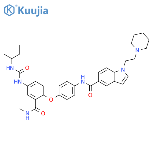 1H-Indole-5-carboxamide,N-[4-[4-[[[(1-ethylpropyl)amino]carbonyl]amino]-2-[(methylamino)carbonyl]phenoxy]phenyl]-1-[2-(1-piperidinyl)ethyl]- structure