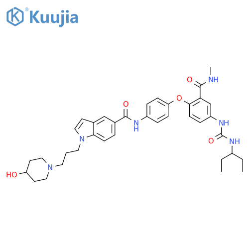 1H-Indole-5-carboxamide,N-[4-[4-[[[(1-ethylpropyl)amino]carbonyl]amino]-2-[(methylamino)carbonyl]phenoxy]phenyl]-1-[3-(4-hydroxy-1-piperidinyl)propyl]- structure