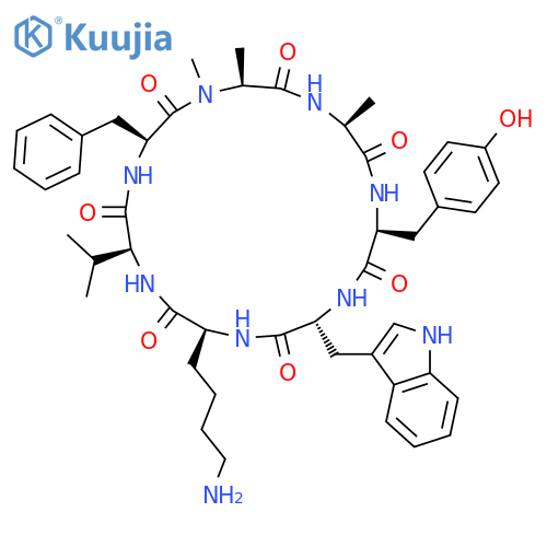 Cyclo(N-methyl-L-alanyl-L-alanyl-L-tyrosyl-D-tryptophyl-L-lysyl-L-valyl-L-phenylalanyl) structure
