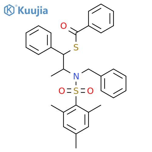 Benzenecarbothioic acid, S-[(1S,2R)-1-phenyl-2-[(phenylmethyl)[(2,4,6-trimethylphenyl)sulfonyl]amino]propyl] ester structure