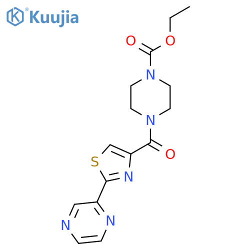 ethyl 4-2-(pyrazin-2-yl)-1,3-thiazole-4-carbonylpiperazine-1-carboxylate structure
