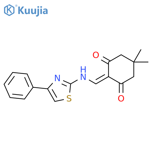 5,5-dimethyl-2-{(4-phenyl-1,3-thiazol-2-yl)aminomethylidene}cyclohexane-1,3-dione structure