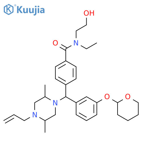 Benzamide,4-[(R)-[(2S,5R)-2,5-dimethyl-4-(2-propenyl)-1-piperazinyl][3-[(tetrahydro-2H-pyran-2-yl)oxy]phenyl]methyl]-N-ethyl-N-(2-hydroxyethyl)- structure