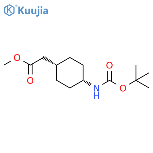 cis-methyl 2-(4-((tert-butoxycarbonyl)amino)cyclohexyl)acetate structure
