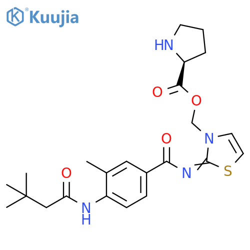 L-Proline,[2-[[4-[(3,3-dimethyl-1-oxobutyl)amino]-3-methylbenzoyl]imino]-3(2H)-thiazolyl]methyl ester structure