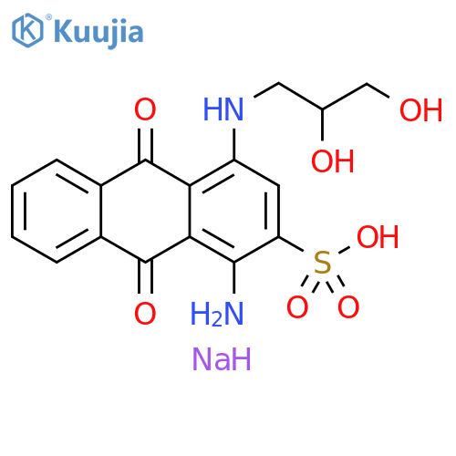 2-Anthracenesulfonic acid, 1-amino-4-[(2,3-dihydroxypropyl)amino]-9,10-dihydro-9,10-dioxo-, sodium salt (1:1) structure