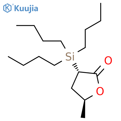 2(3H)-Furanone, dihydro-5-methyl-3-(tributylsilyl)-, trans- structure