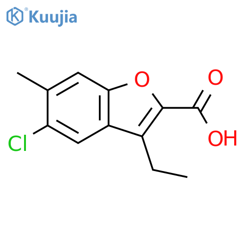 5-Chloro-3-ethyl-6-methylbenzofuran-2-carboxylic acid structure