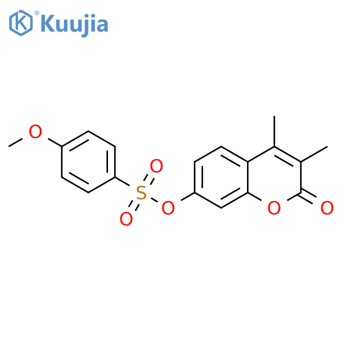 Benzenesulfonic acid, 4-methoxy-, 3,4-dimethyl-2-oxo-2H-1-benzopyran-7-yl ester structure