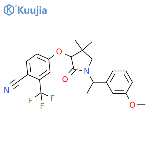 Benzonitrile,4-[[1-[1-(3-methoxyphenyl)ethyl]-4,4-dimethyl-2-oxo-3-pyrrolidinyl]oxy]-2-(trifluoromethyl)- structure