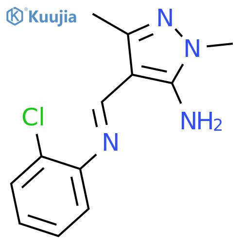 1H-PYRAZOL-5-AMINE, 4-[(2-CHLOROPHENYL)IMINOMETHYL]-1,3-DIMETHYL- structure