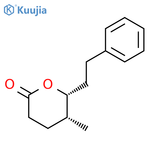2H-Pyran-2-one, tetrahydro-5-methyl-6-(2-phenylethyl)-, cis- structure