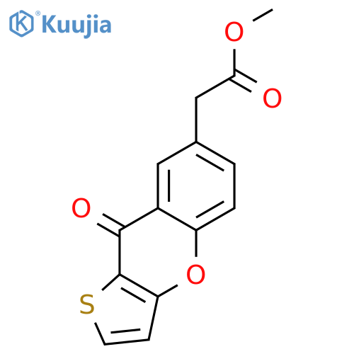 9H-Thieno[3,2-b][1]benzopyran-7-acetic acid, 9-oxo-, methyl ester structure
