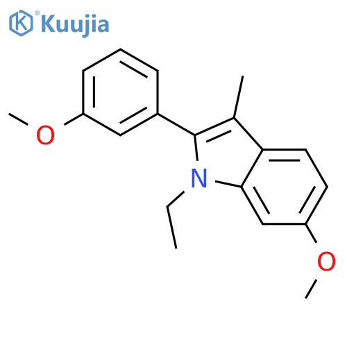 1H-INDOLE, 1-ETHYL-6-METHOXY-2-(3-METHOXYPHENYL)-3-METHYL- structure