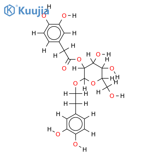 2-(3,4-dihydroxyphenyl)ethyl 2-O-(3,4-dihydroxyphenylethanoyl)-beta-D-glucopyranoside structure