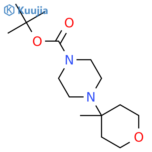 1-Piperazinecarboxylic acid, 4-(tetrahydro-4-methyl-2H-pyran-4-yl)-,1,1-dimethylethyl ester structure