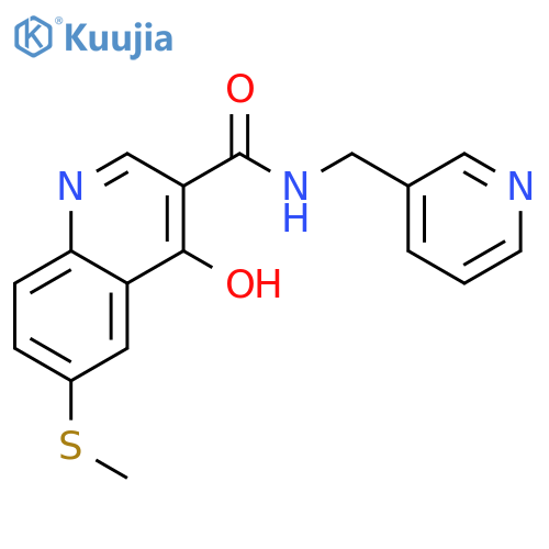 3-Quinolinecarboxamide,4-hydroxy-6-(methylthio)-N-(3-pyridinylmethyl)- structure