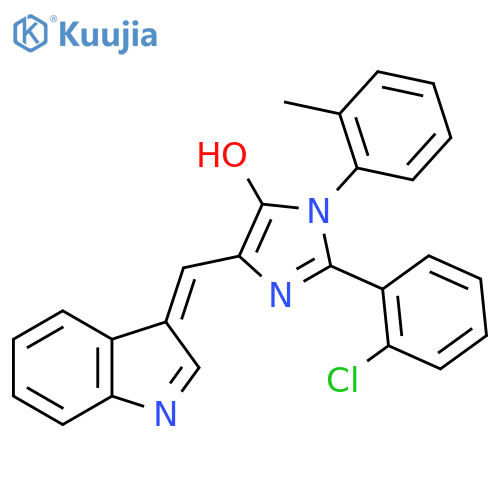 4H-Imidazol-4-one, 2-(2-chlorophenyl)-3,5-dihydro-5-(1H-indol-3-ylmethylene)-3-(2-methylphenyl)- structure